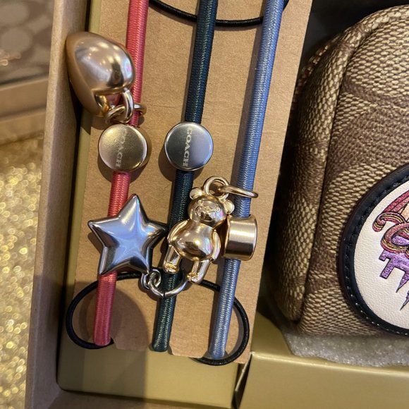 Boxed Mini Boxy Cosmetic Case And Hair Ties Set In Signature Canvas With Disco P - Picture 5 of 6